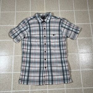 Patagonia Men's Size XS Button Front Blue/White Checkered Plaid Seersucker Shirt